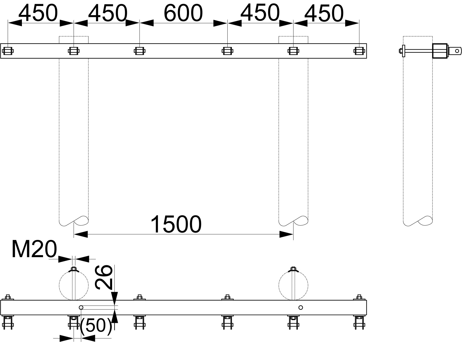 оборудование SH176.1R Траверса концевая для ВЛЗ 20 кВ, 580/680, на 2 стойки ЭНЕРВИК электротехника